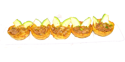 Order Tostones cup with shredded beef food online from Sabor Latino store, The Bronx on bringmethat.com