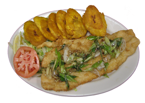 Order Crispy filet of fish w. ginger & scallion food online from Sabor Latino store, The Bronx on bringmethat.com
