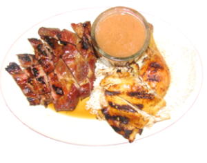 Order Mojito grilled chicken & bourbon boneless ribs platter food online from Sabor Latino store, The Bronx on bringmethat.com