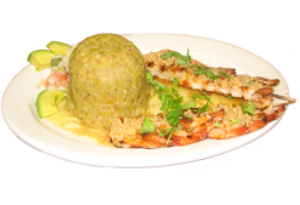 Order Mofongo with Shrimp Skewers food online from Sabor Latino store, The Bronx on bringmethat.com